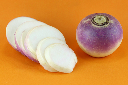 one whole raw turnip and six turnip slices